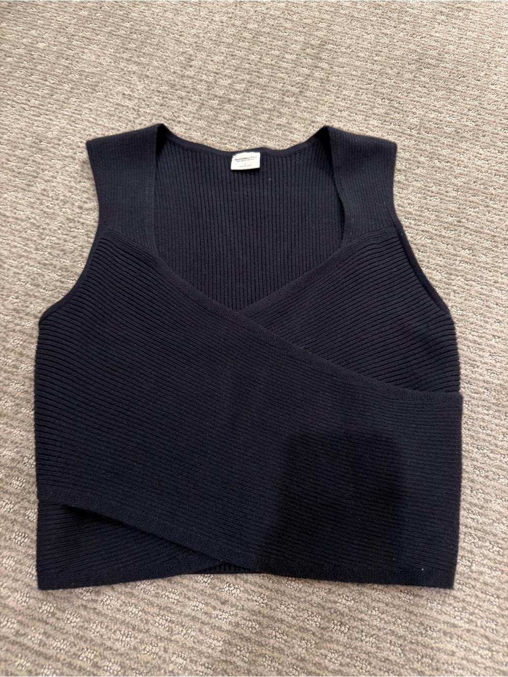 Abercrombie & Fitch Black Ribbed Knit Wrap Tank